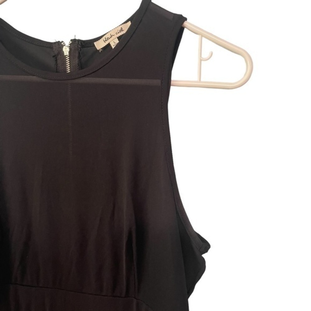 Bleuh Ciel Black Sleeveless Midi Dress with Illusion Mesh Neckline. Juniors L - Picture 4 of 9